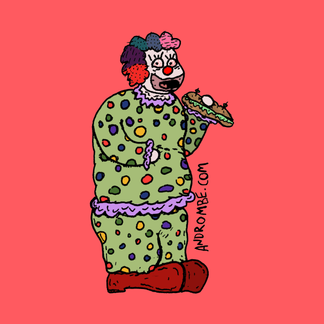 clown eating a sandwich! by ANDROMBE