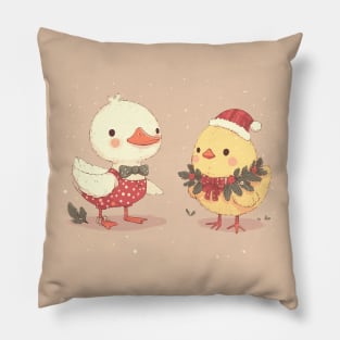 Christmas duck and chick Pillow