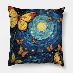 Starry Night Wings: Van Gogh's Butterfly Symphony Pillow