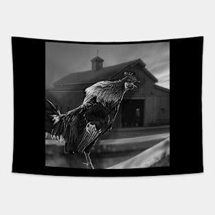 Stark black and white rooster Tapestry