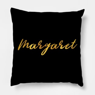 Margaret Name Hand Lettering in Faux Gold Letters Pillow