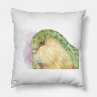 watercolor kakapo owl parrot portrait painting Pillow