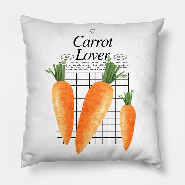 Carrot Lover - Root Vegetables Pillow by Millusti