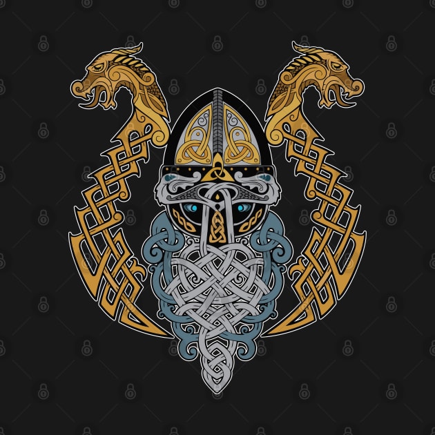 Viking Dragon Tshirt Valknut Helmet Valhalla God Odin Beard by PomegranatePower