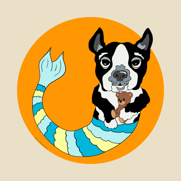 Boo the Boston Terrier Mermutt by abrushwithhumor