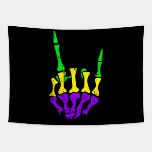 Skeleton Rock Hand Pocket Mardi Gras Bones Music Lover Band Tapestry