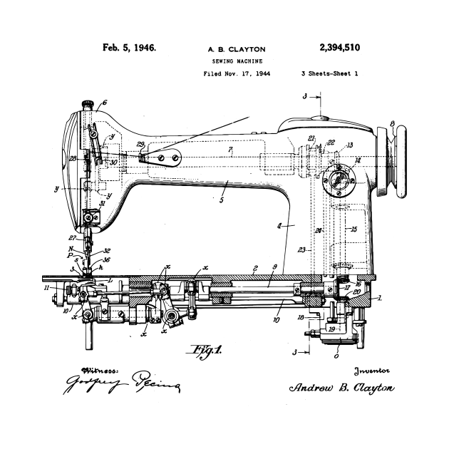 Sewing machine Patent, sewing lover gift idea, sewing machine present by Anodyle