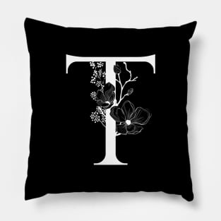 Letter T Monogram - Floral Initial Pillow