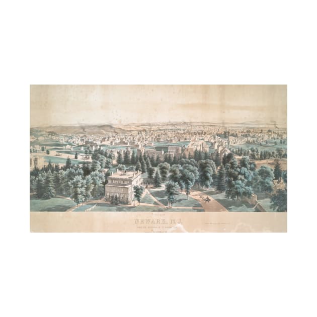 Vintage Pictorial Map of Newark NJ (1853) by Bravuramedia