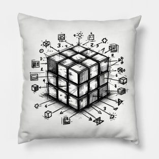 Rubik cube black stroke Pillow