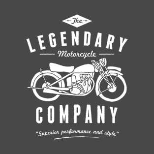 Motorcycle Series: The Legendary Motorcycle Company (White Text and Graphic) T-Shirt