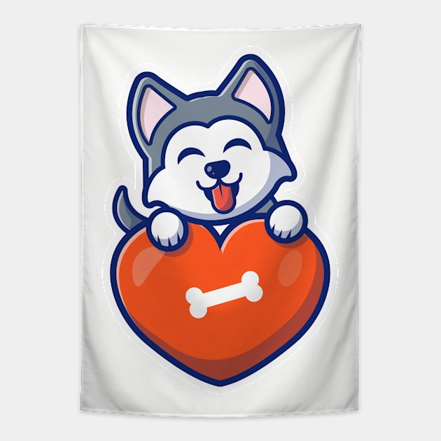 Cute husky dog Tapestry by Catalyst Labs