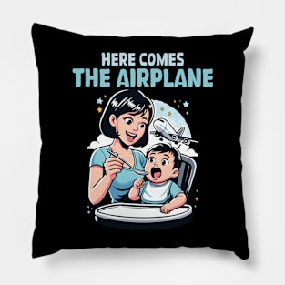 Here Comes The Airplane Mom Son Funny Mother's Day Mommy Pillow