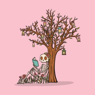 Skeleton Reading Under A Tree T-Shirt