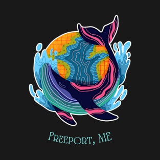 Freeport Maine Colorful Abstract Indigo Whale T-Shirt