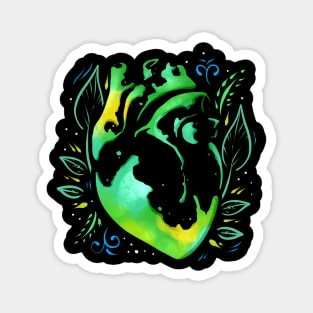 Green Organic Heart With Leaves In Asian Style For Earth Day Magnet