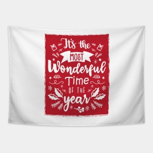 It's the Most Wonderful Time of the Year Christmas Time - Red Tapestry