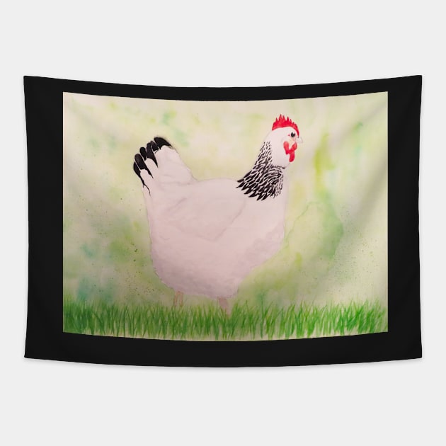 Black and White Watercolor Chicken| Melanie Jensen Illustrations Tapestry by illusima