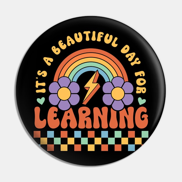 It's a Beautiful Day For Learning Retro groovy Pin by vintagevector