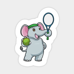 Elephant at Tennis with Tennis racket & Ball Magnet