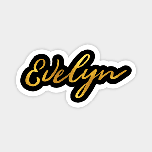 Evelyn Name Hand Lettering in Faux Gold Letters Magnet