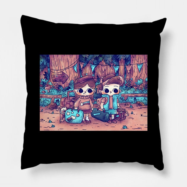 Hermanos Misterio - Primer Dia Pillow by erikaibaceta