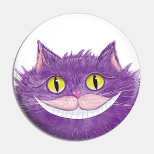 Smiling Cheshire Cat: Alice in Wonderland inspired Illustration Pin