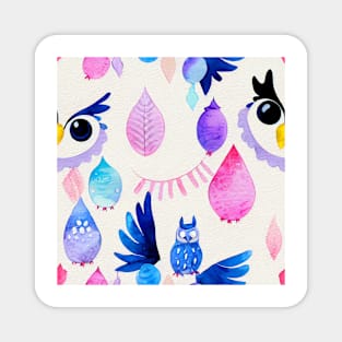 Watercolor owl pattern Magnet