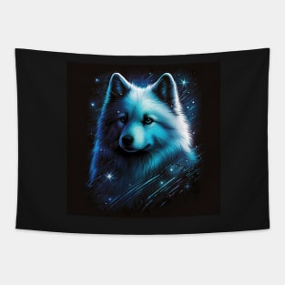 Shiny Blue Samoyed Tapestry