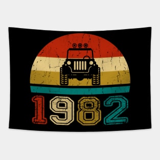 Vintage Jeep 1982 Birthday Jeep Gift Tapestry