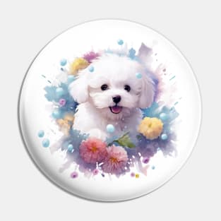 Irresistible Gift: Flowery Bichon Frize Pin