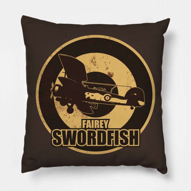 Fairey Swordfish (distressed) Pillow by Firemission45