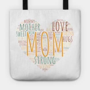 Colorful Heart Mom Mother Love Words Tote