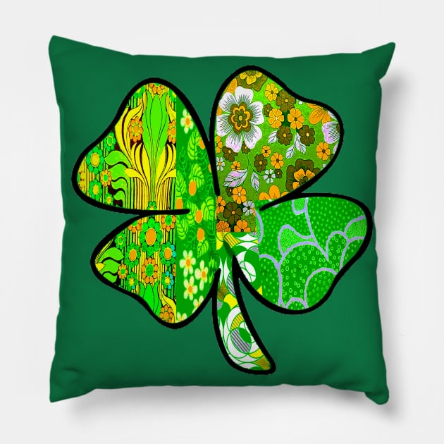 Retro Floral Shamrock Pillow by artbyomega