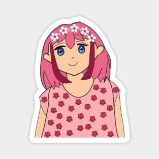 Pink Hair Anime Girl Magnet