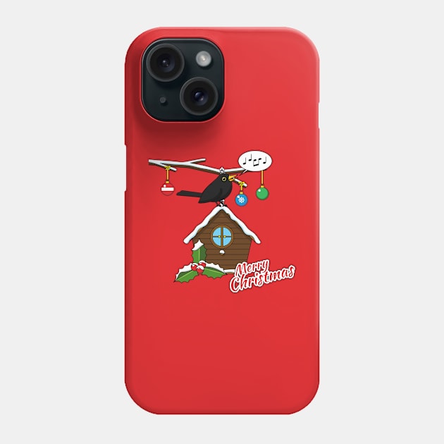 Bird House Merry Christmas Phone Case by BirdAtWork