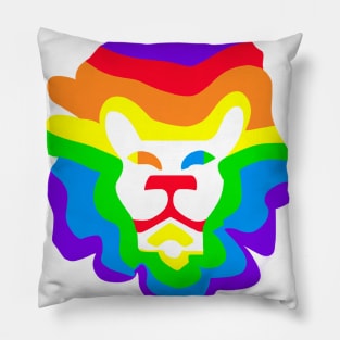 Cute Colorful Rainbow Lion Shape Head Drawing Pillow