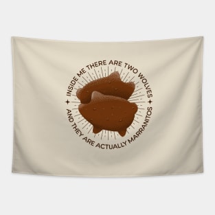 Two Wolves Marranitos Pan Dulce Funny Mexican Food Tapestry