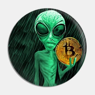 Alien Bitcoin Collectors Mars Invasion Sci-fi Pin