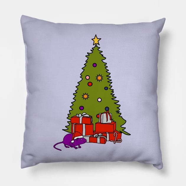 Santa Rat with Christmas Tree Pillow by ellenhenryart