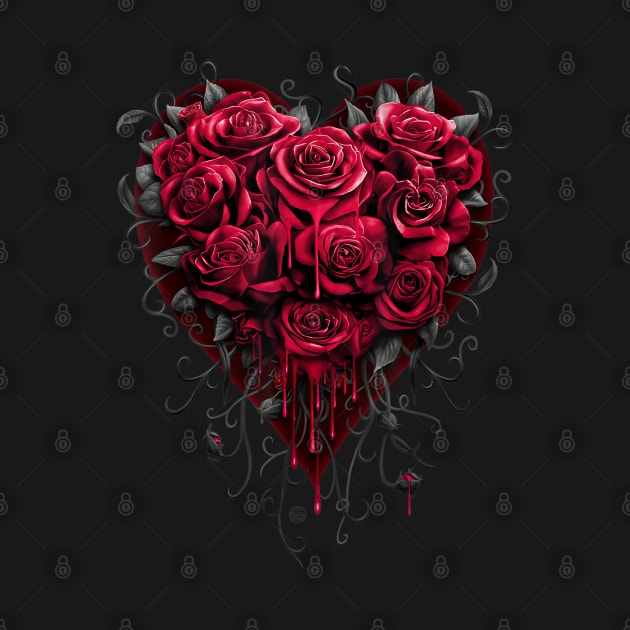 Bleeding Heart - Gothic Roses - Spiral Original by The Full Moon Shop