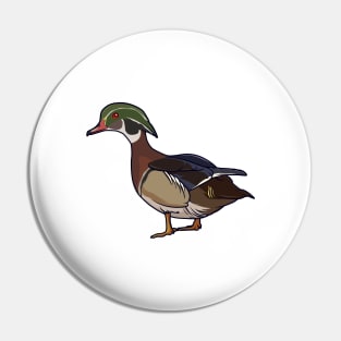 Drawing of a wood duck Pin