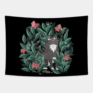 Butterfly Garden (Tabby Cat Version) Tapestry