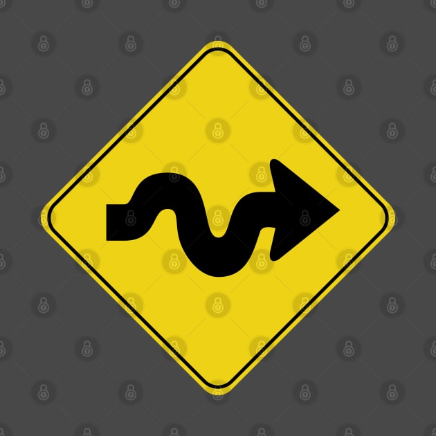 Caution Road Sign Swervy Arrow Right by shanestillz