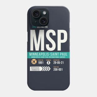 Minneapolis Saint Paul (MSP) Airport Code Baggage Tag Phone Case