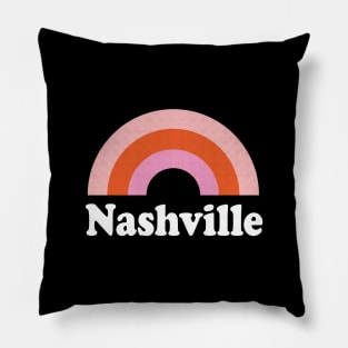 Nashville, Tennessee - TN Retro Rainbow and Text Pillow