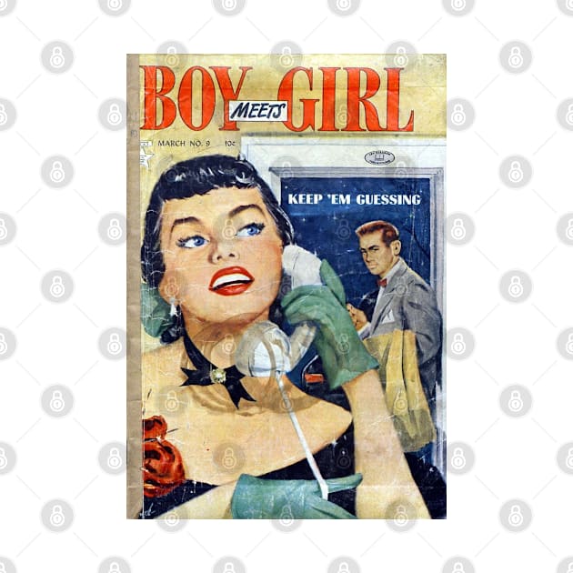 Vintage Romance Comic Book Cover - Boy Meets Girl by Slightly Unhinged