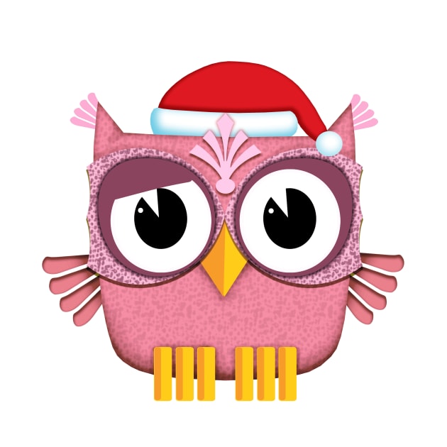 Owl Santa Claus pink by BessoChicca