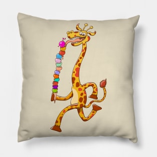 Cool giraffe refreshing by eating a giant ice cream Pillow