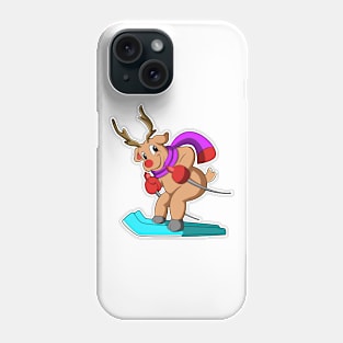 Reindeer as Skier with Skis Phone Case